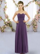 High Class Floor Length Purple Dama Dress Sweetheart Sleeveless Lace Up