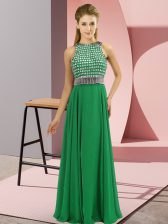 Customized Green Side Zipper Scoop Beading Homecoming Dress Chiffon Sleeveless
