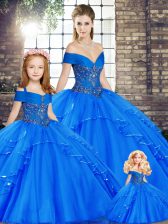 Vintage Sleeveless Beading and Ruffles Lace Up 15 Quinceanera Dress