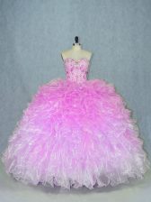 Suitable Ball Gowns Sweet 16 Quinceanera Dress Multi-color Sweetheart Organza Sleeveless Floor Length Lace Up
