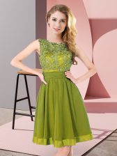 Vintage Mini Length Empire Sleeveless Olive Green Quinceanera Court Dresses Backless