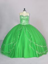  Brush Train Ball Gowns Sweet 16 Dresses Sweetheart Tulle Sleeveless Lace Up