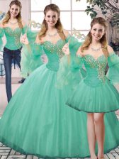 On Sale Turquoise 15 Quinceanera Dress Sweet 16 and Quinceanera with Beading Sweetheart Sleeveless Lace Up