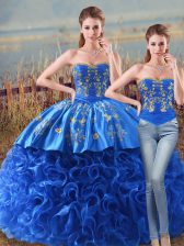 Dynamic Royal Blue Ball Gown Prom Dress Sweetheart Sleeveless Brush Train Lace Up
