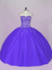  Blue and Purple Quinceanera Gowns Sweet 16 and Quinceanera with Beading Sweetheart Sleeveless Lace Up