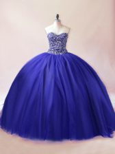 Artistic Royal Blue Sleeveless Tulle Lace Up Sweet 16 Dress for Sweet 16 and Quinceanera