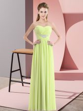  Beading Prom Dresses Yellow Green Zipper Sleeveless Floor Length