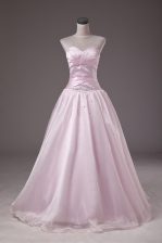 Elegant Sleeveless Lace Up Floor Length Beading Quince Ball Gowns