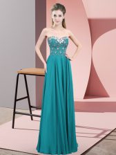 Custom Designed Teal Dress for Prom Prom and Party with Beading Sweetheart Sleeveless Zipper