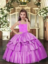  Sleeveless Lace Up Floor Length Ruffled Layers Pageant Gowns For Girls