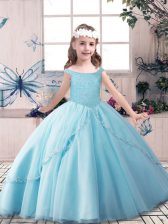 Admirable Off The Shoulder Sleeveless Tulle Girls Pageant Dresses Beading Lace Up