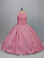  Pink Sleeveless Taffeta Zipper Sweet 16 Quinceanera Dress for Sweet 16 and Quinceanera