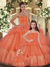 Vintage Orange Quinceanera Gowns Sweet 16 and Quinceanera with Ruffled Layers Sweetheart Sleeveless Lace Up