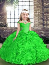 Charming Sleeveless Lace Up Floor Length Beading and Ruffles Pageant Gowns For Girls