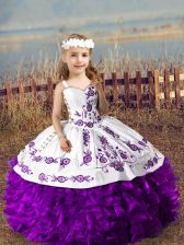  Sleeveless Embroidery and Ruffles Lace Up Child Pageant Dress