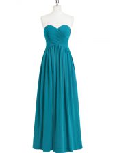  Teal Prom Gown Prom and Party with Ruching Sweetheart Sleeveless Zipper