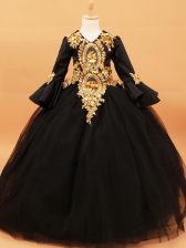  V-neck Long Sleeves Tulle High School Pageant Dress Beading and Appliques