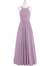 Top Selling Purple Zipper Halter Top Ruching Dress for Prom Chiffon Sleeveless