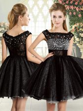  Black Homecoming Dress Prom and Party with Beading Square Sleeveless Zipper