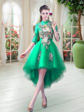 Exceptional Half Sleeves Appliques Zipper Prom Gown