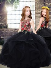 Adorable Sleeveless Embroidery and Ruffles Zipper Winning Pageant Gowns