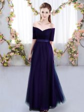 Enchanting Purple Off The Shoulder Lace Up Ruching Quinceanera Court Dresses Short Sleeves