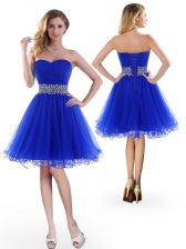 Extravagant Knee Length A-line Sleeveless Royal Blue Lace Up