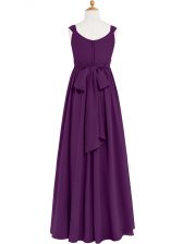 Custom Made Ruching Prom Dress Eggplant Purple Zipper Sleeveless Floor Length