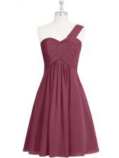 Discount Burgundy Sleeveless Ruching Knee Length Homecoming Dress