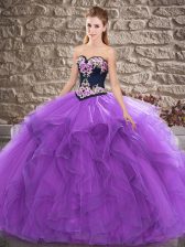 Inexpensive Sleeveless Lace Up Floor Length Beading and Embroidery Ball Gown Prom Dress
