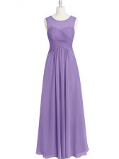 Low Price Lavender Scoop Neckline Ruching Homecoming Dress Sleeveless Zipper