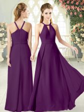 Perfect Ruching Prom Dress Purple Zipper Sleeveless Floor Length