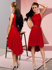  Scoop Sleeveless Lace Up Dress for Prom Red