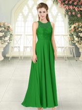 Charming Green Sleeveless Chiffon Backless Prom Evening Gown for Prom and Party