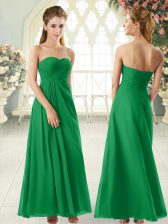  Green Zipper Homecoming Dress Ruching Sleeveless Floor Length