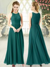 Green Zipper Scoop Ruching Dress for Prom Chiffon Sleeveless