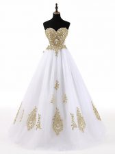  Sleeveless Lace Up Floor Length Beading and Appliques Quinceanera Dress
