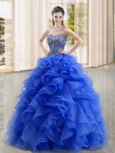 Excellent Sleeveless Lace Up Floor Length Beading and Ruffles 15 Quinceanera Dress