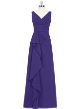 Fabulous Floor Length A-line Sleeveless Purple Prom Gown Zipper