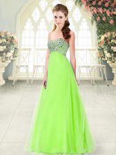 Ideal Lace Up Sweetheart Beading Dress for Prom Tulle Sleeveless
