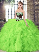 Flirting Sweetheart Sleeveless Ball Gown Prom Dress Floor Length Beading and Embroidery Tulle