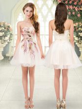 Trendy Champagne Sweetheart Lace Up Beading and Appliques Homecoming Dress Sleeveless