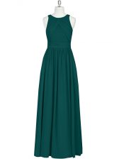  Column/Sheath Prom Evening Gown Dark Green Scoop Chiffon Sleeveless Floor Length Zipper