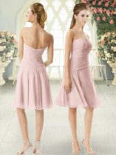  Sleeveless Zipper Knee Length Ruching Prom Dresses