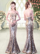 Colorful Silver Sleeveless Sequined Zipper Evening Dress for Prom and Party and Military Ball