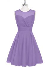  Sleeveless Chiffon Mini Length Zipper Prom Party Dress in Purple with Ruching