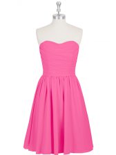  Hot Pink Sleeveless Chiffon Zipper for Prom and Party