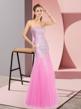 Luxurious Tulle Sleeveless Floor Length Prom Party Dress and Beading