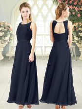  Black Sleeveless Ankle Length Ruching Zipper Prom Gown