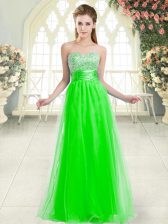 On Sale Sweetheart Sleeveless Prom Party Dress Floor Length Beading Green Tulle